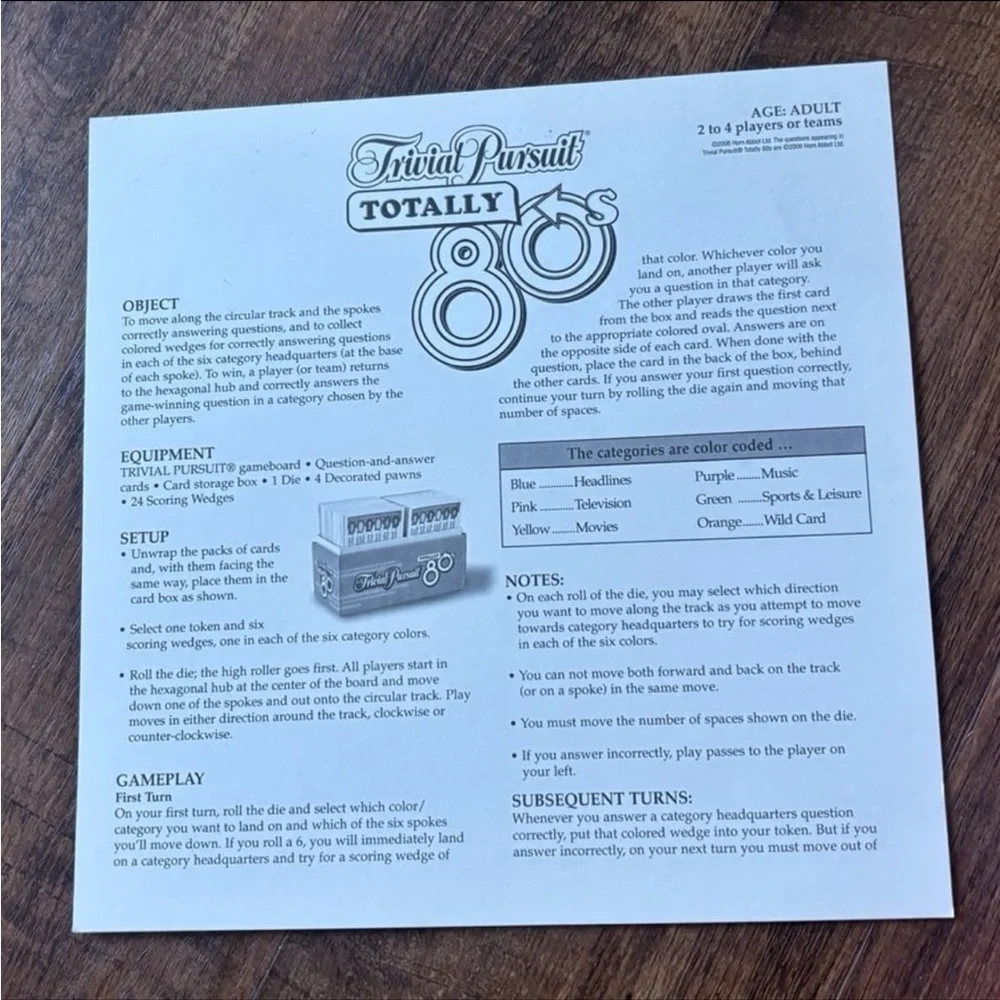 Trivial Pursuit Totally '80s Board Game - Colorful Retro Box